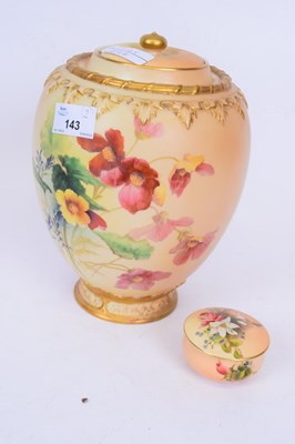 Lot 117 - Royal Worcester vase and a cover, the blush...