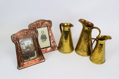 Lot 153 - Group of Art Nouveau copper photo frames and...