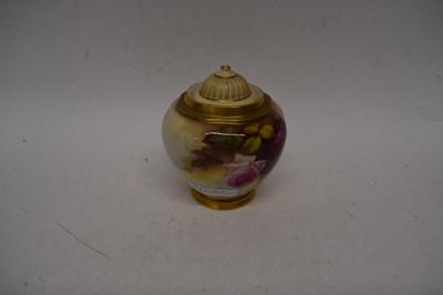Lot 173 - Royal Worcester vase painted with roses with a...