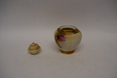 Lot 173 - Royal Worcester vase painted with roses with a...