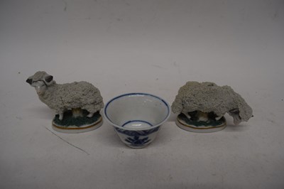 Lot 177 - Pair of Continental porcelain sheep and small...