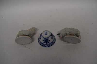 Lot 177 - Pair of Continental porcelain sheep and small...
