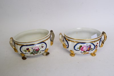 Lot 219 - Pair of 19th century Derby porcelain tureens...