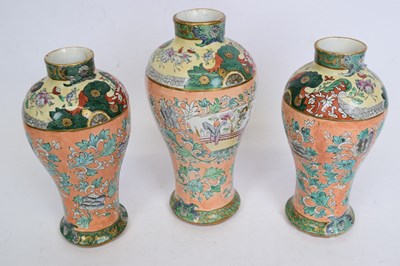Lot 223 - Group of three Masons style chinoiserie vases...