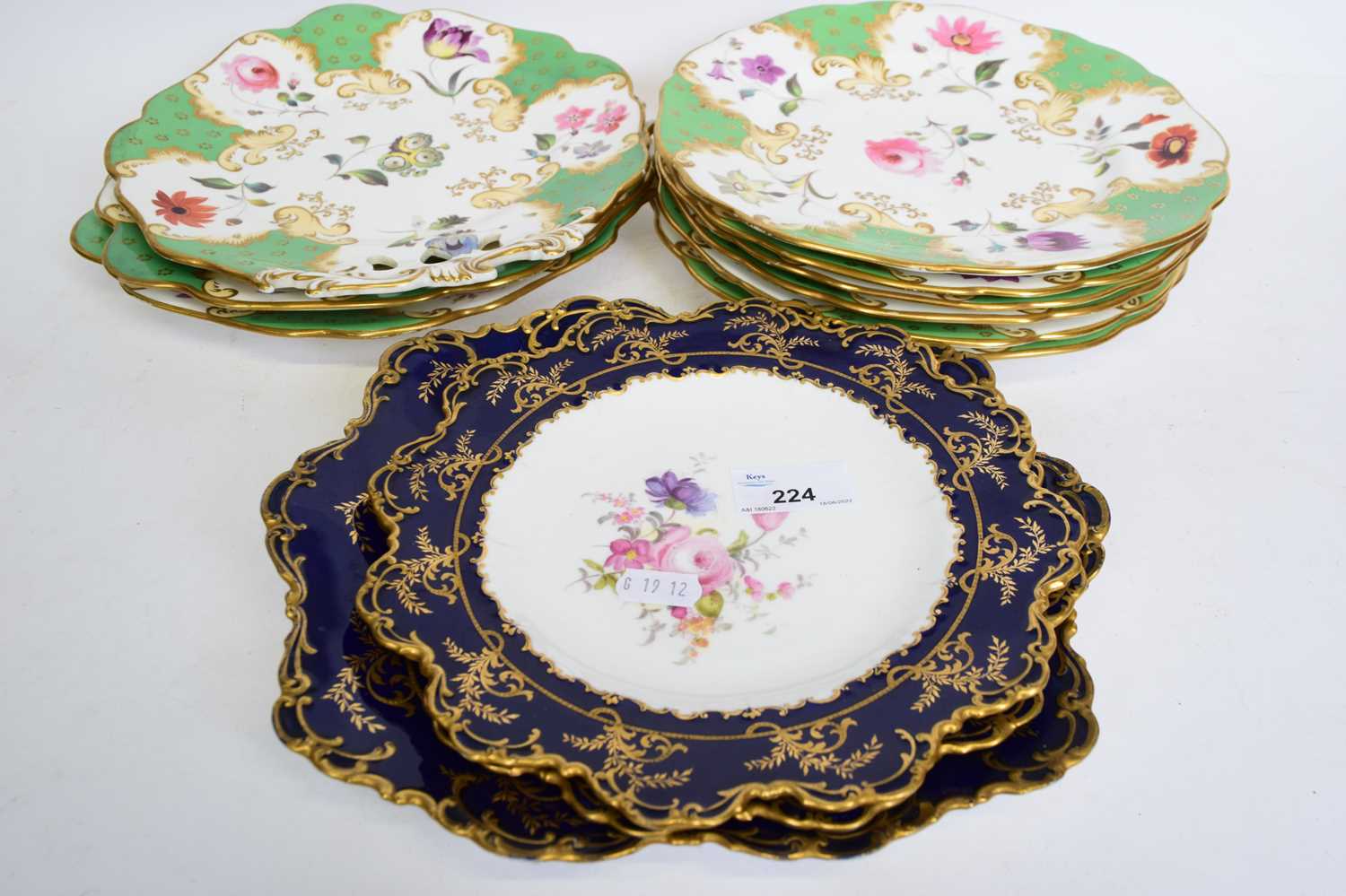 Lot 224 - Group of Royal Crown Derby plates with floral...