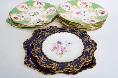 Lot 224 - Group of Royal Crown Derby plates with floral...