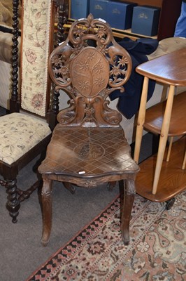 Lot 552 - Late 19th century Black Forest hall chair with...