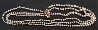 Lot 267 - Cultured pearl necklace, a triple choker style...