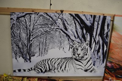 Lot 10 - Snow leopard print on canvas, 100 x 65cm