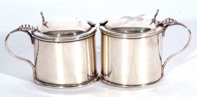 Lot 8 - Small pair of George V drum mustards with...