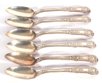 Lot 11 - Heavy set of six William IV Irish tea spoons...