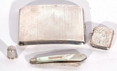 Lot 25 - Mixed Lot: curved rectangular cigarette case...