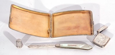 Lot 25 - Mixed Lot: curved rectangular cigarette case...