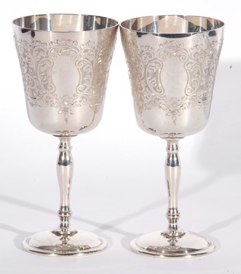 Lot 32 - Pair of Elizabeth II small goblets of inverted...