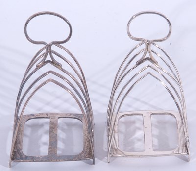 Lot 38 - Pair of Edwardian small toast racks of five...