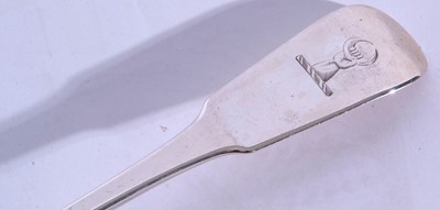 Lot 40 - George III basting spoon in Fiddle pattern,...