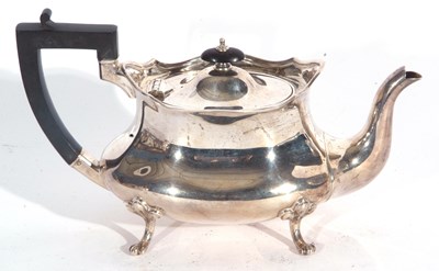 Lot 57 - George V shaped oval tea pot with wavy apron,...