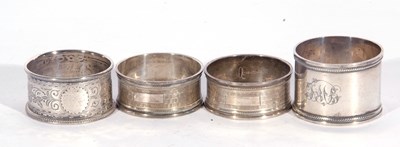 Lot 77 - Group of four hallmarked napkin rings,...