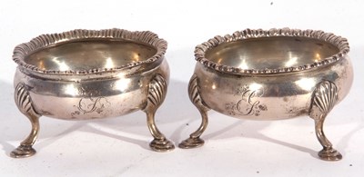 Lot 136 - Two George III cauldron salts with gadrooned...
