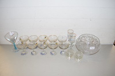 Lot 2 - QUANTITY OF GLASS WARES, CHAMPAGNE GLASSES,...
