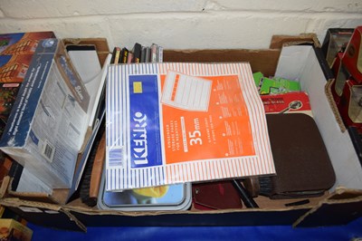 Lot 26 - BOX CONTAINING CDS, DVDS, MAGNIFYING GLASS ETC