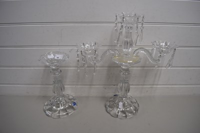 Lot 55 - BOHEMIAN GLASS CANDLESTICK, TOGETHER WITH A...
