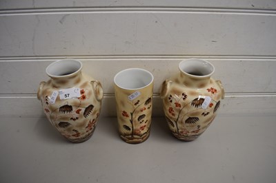 Lot 57 - GROUP OF CERAMIC VASES, ALL WITH MATCHING DESIGNS
