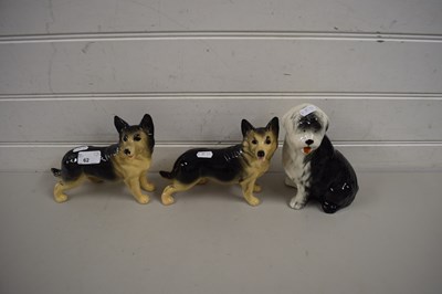 Lot 62 - THREE CERAMIC MODELS OF ALSATIAN DOGS AND A ST...