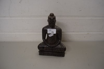 Lot 75 - WOODEN MODEL OF A BUDDHA IN TYPICAL POSE