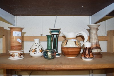 Lot 77 - POTTERY WARES, JERSEY POTTERY VASES AND JUGS