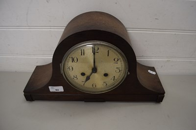 Lot 82 - WOODEN MANTEL CLOCK WITH SILVERED DIAL