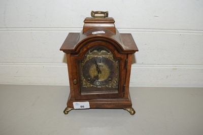 Lot 86 - WOODEN CASED MANTEL CLOCK WITH GILT DIAL