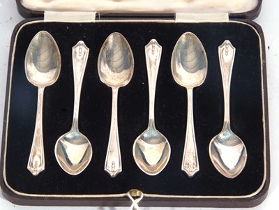 Lot 168 - Cased set of six George V coffee spoons with...
