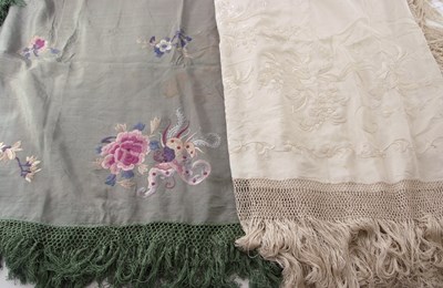 Lot 178 - A fine 19th century cream silk tablecloth,...