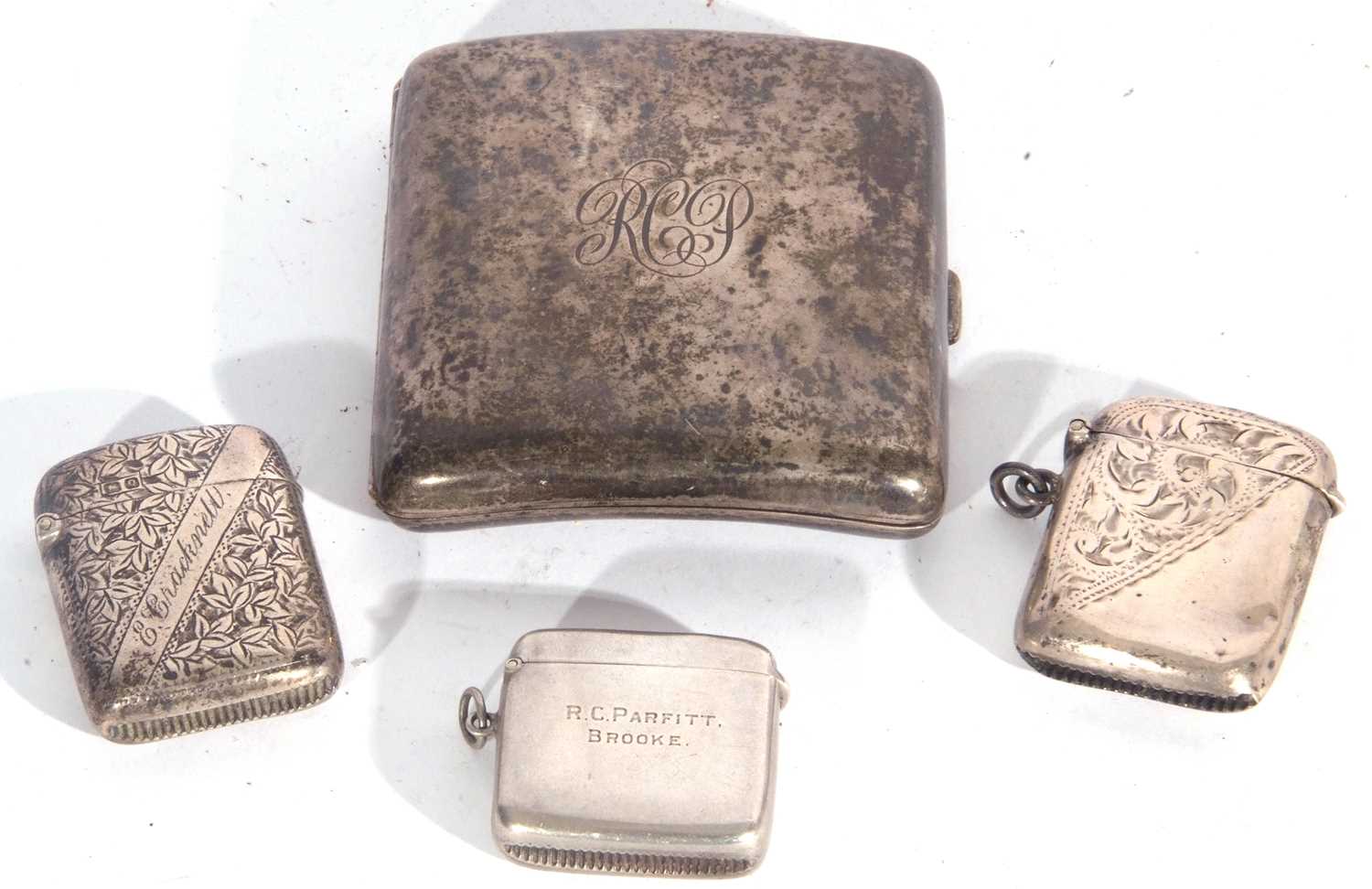 Lot 64 - Mixed Lot: a square curved cigarette case of...