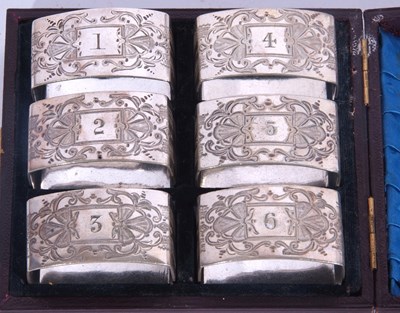 Lot 214 - Late Victorian cased set of six shaped oval...