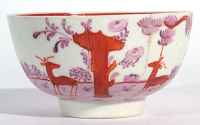 Lot 91 - Lowestoft Porcelain Deer Park Bowl