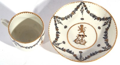 Lot 82 - A rare Lowestoft porcelain cup and saucer...