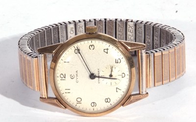 Lot 222 - CYMA Cymaflex 9ct gold wrist watch, circa 1950,...