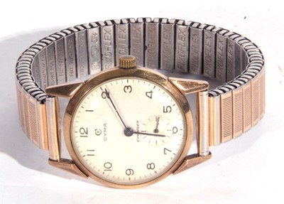 Lot 222 - CYMA Cymaflex 9ct gold wrist watch, circa 1950,...