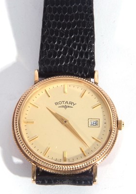 Lot 200 - Gents 9ct gold Rotary quartz wrist watch,...