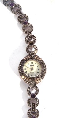 Lot 215 - White metal ladies wrist watch featuring a...