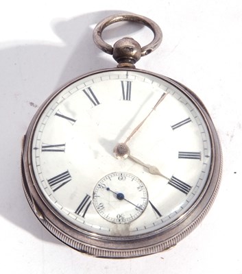 Lot 186 - Silver pocket watch with white enamel dial,...