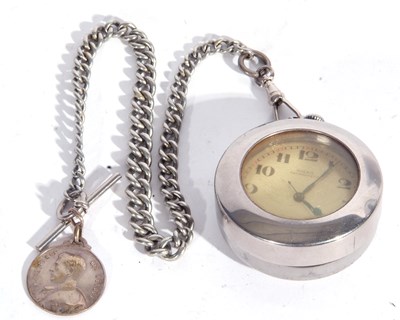 Lot 257 - Moeris white metal pocket watch with white...