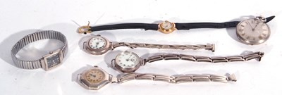 Lot 277 - Mixed Lot: five wrist watches and a white...