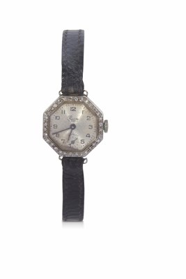 Lot 413 - Ladies wrist watch featuring a white metal...