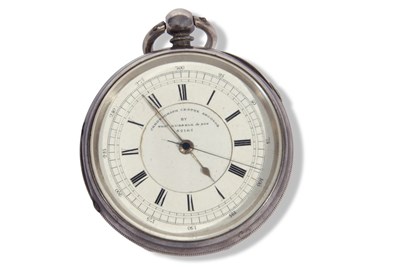 Lot 285 - Large silver open face pocket watch with white...