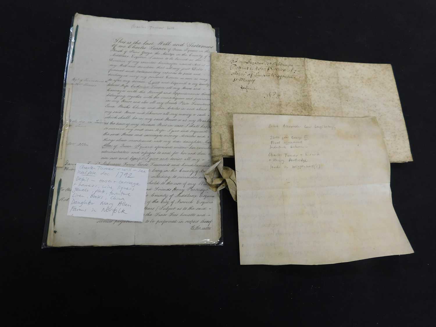 Lot 325 - Packet: six 17th and 18th century Deeds re...