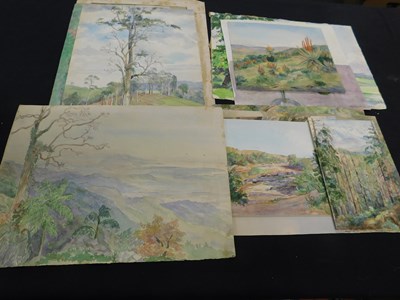 Lot 506 - Folder: assorted watercolours, drawings etc