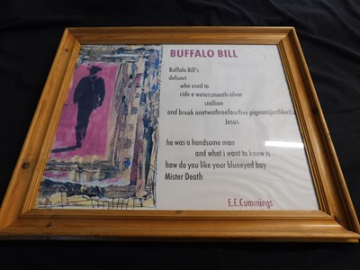 Lot 369 - E E CUMMINGS, coloured print and poem 'Buffalo...